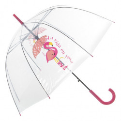 Paraguas Transparente y Rosa