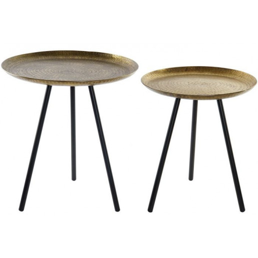 Set 2 Mesa Auxiliar Dorado negro