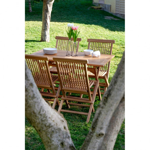 Set mesa y 4 sillas Color marrón