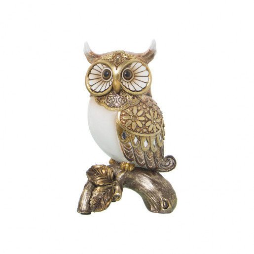 Figura Búho Dorado y Blanco