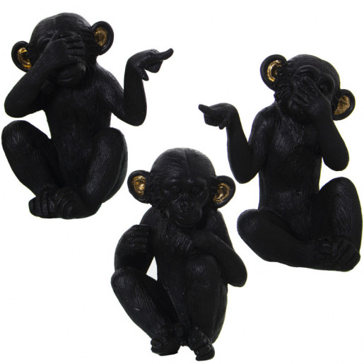 Set 3 figuras monos Negro