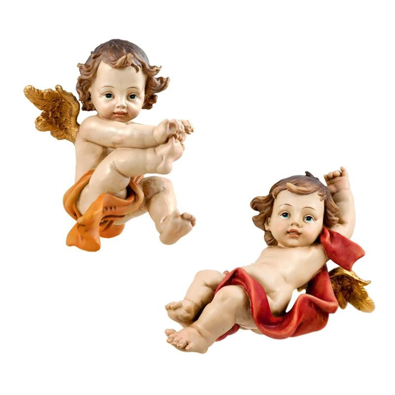 Almohada infantil Jesús con pequeños ángeles, 18.0 x 18.0 in, multicolor