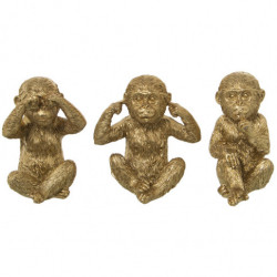 Set 3 figuras monos dorado