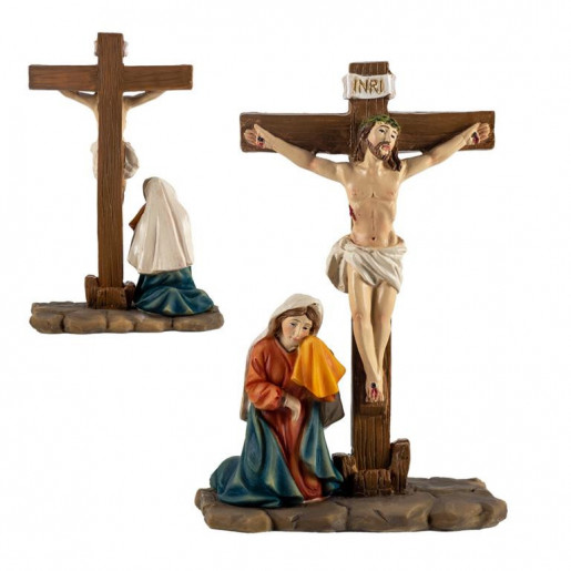 Representacion crucifixion Jesus entre ladrones 14 cm