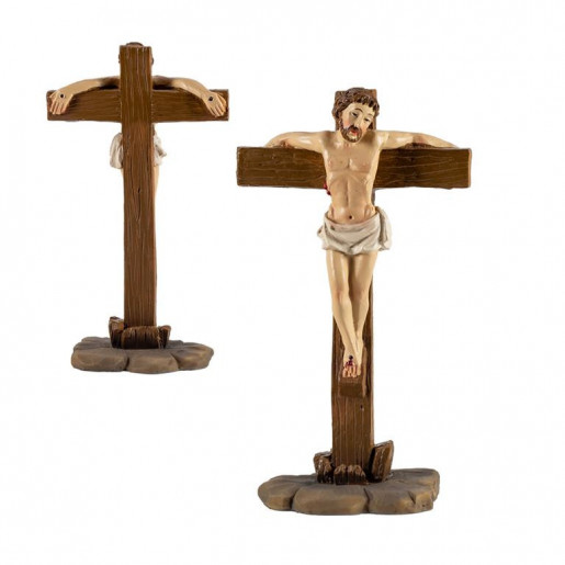 Representacion crucifixion Jesus entre ladrones 14 cm