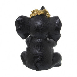 Figura elefante negro y dorado