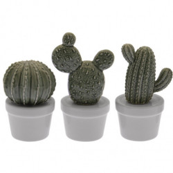 Set 3 figuras cactus verde y blanco