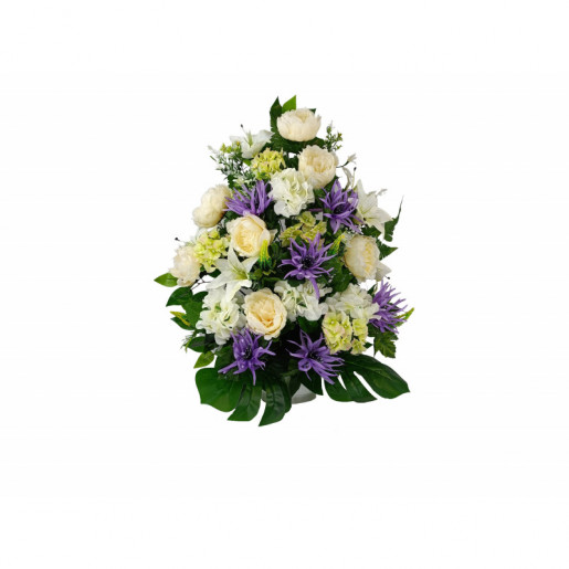 Centro de flores artificiales Blanco morado beige