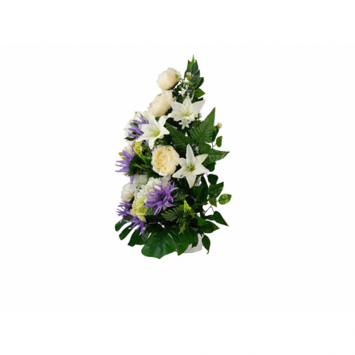 Centro de flores artificiales Blanco morado beige