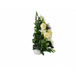 Centro de flores artificiales Blanco morado beige