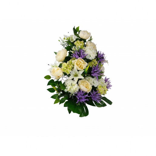 Centro de flores artificiales Blanco morado beige