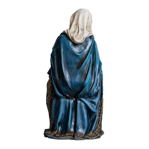 Figura de la Virgen Maria sentada con el niño en las rodillas