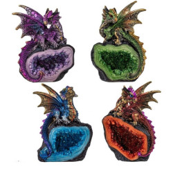 Set de 4 dragones sobre geoda artificial