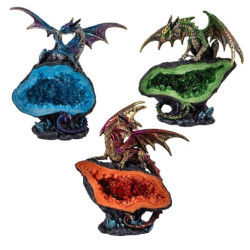 Set de 3 dragones sobre geoda artificial