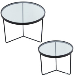 Set 2 mesas negro y transparente
