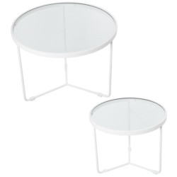 Set 2 mesas blanco y transparente