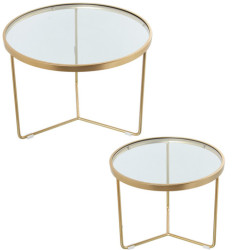 Set 2 mesas dorado y transparente