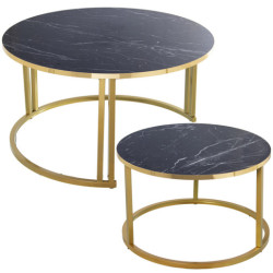 Set 2 mesas dorado y negro