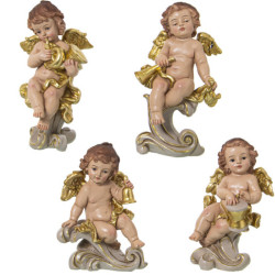 Set 4 figuras angeles beige y dorado