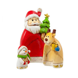 Decoracion navideña de encajar santa claus, muñeco de nieve y reno resina