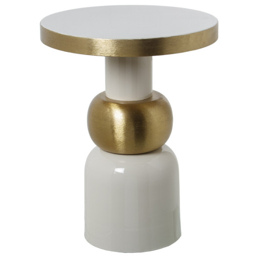 Mesa auxiliar blanco y dorado