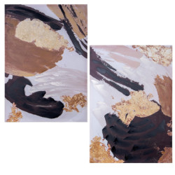 Set 2 cuadros lienzos tonos marrones y negros