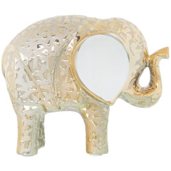 Figura elefante dorado y blanco