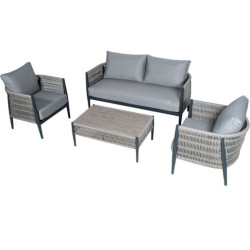 Set 2 sillones, sofa y mesa centro gris