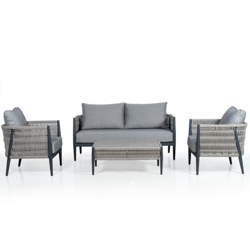 Set 2 sillones, sofa y mesa centro gris