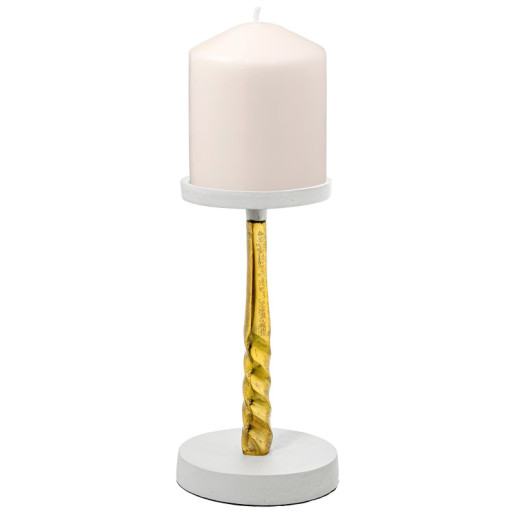 Candelabro dorado y blanco