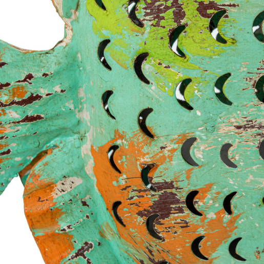 Figura portavelas verde y naranja