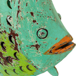 Figura portavelas verde y naranja