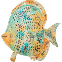 Figura portavelas azul y naranja