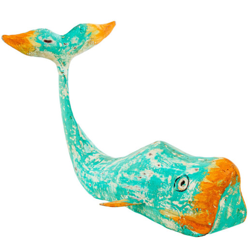 Figura ballena azul y naranja