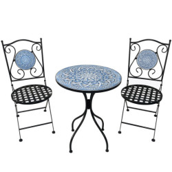 Set 2 sillas y mesa negro y azul