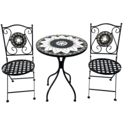 Set 2 sillas y mesa negro y blanco