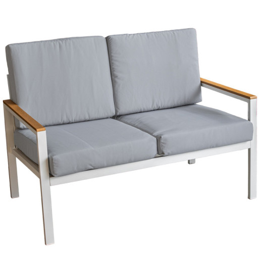 Set sofa con 2 sillones y mesa blanco y gris