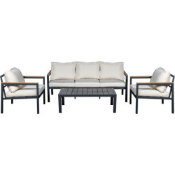 Set sofa con 2 sillones y mesa antracita y beige