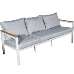 Set sofa con 2 sillones y mesa blanco y gris