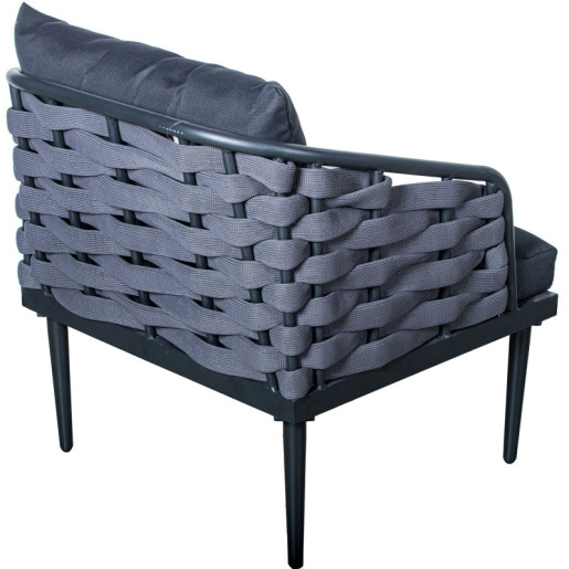 Set sofa con 2 sillones y mesa gris oscuro