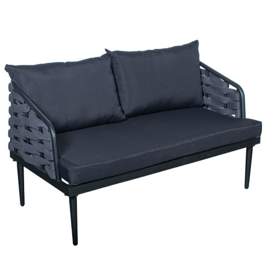 Set sofa con 2 sillones y mesa gris oscuro