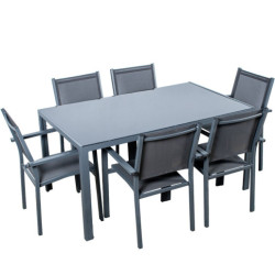 Set mesa comedor y 6 sillas negro