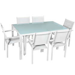 Set mesa comedor y 6 sillas blanco