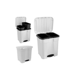 Cubo basura doble blanco 46L