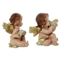 Set 4 figuras angel beige y dorado