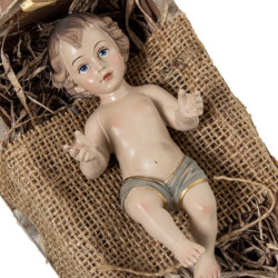 Figura niño jesus en pesebre beige y marron