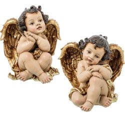 Figura angel beige y dorado