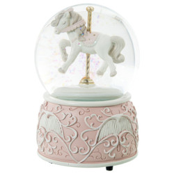 Bola nieve con figura caballo rosa y blanco