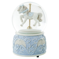 Bola nieve con figura caballo azul y blanco