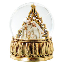 Bola nieve con figura natividad dorado y blanco